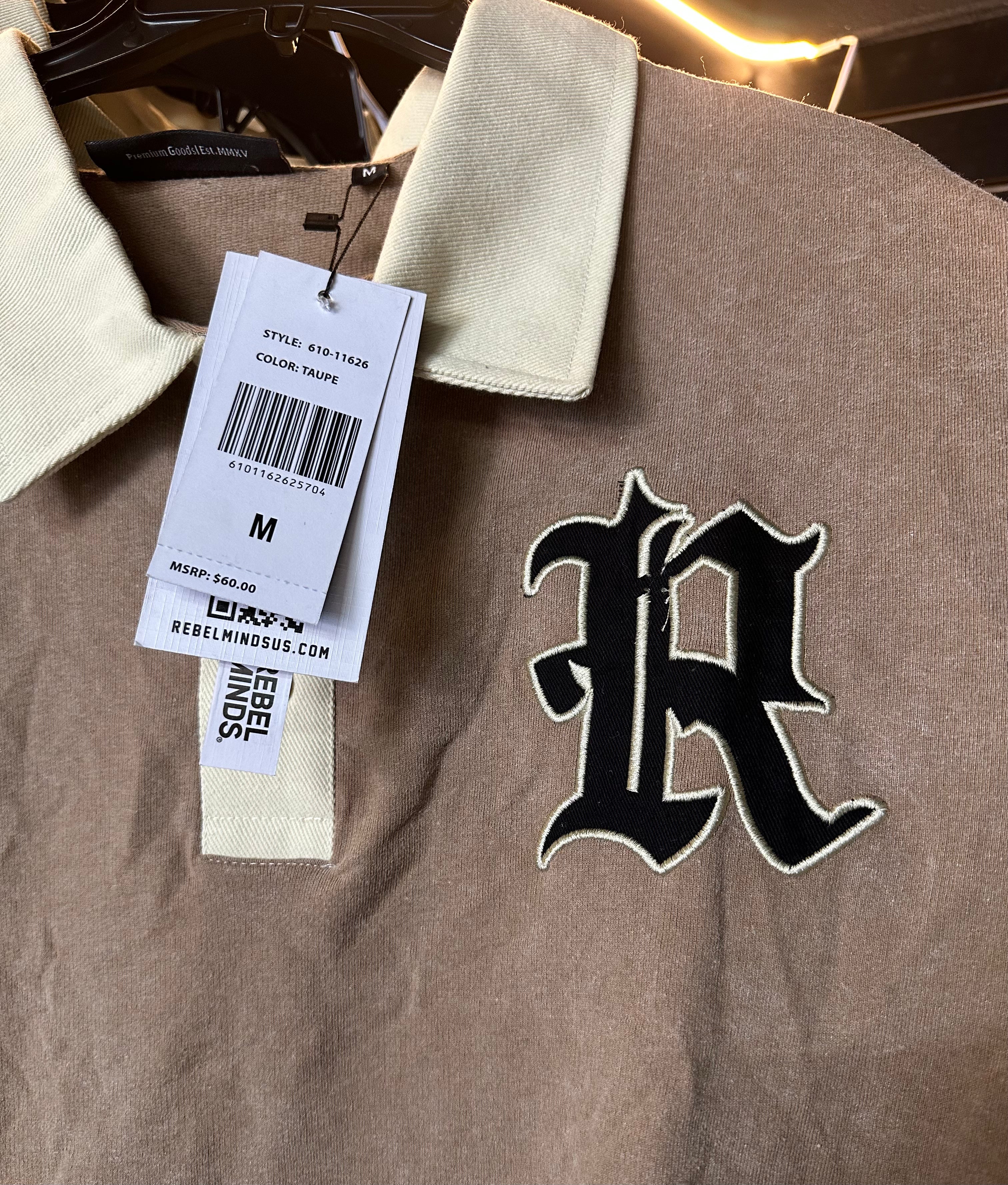 Rebel Minds Spartans Acid-Wash Polo – Taupe/Brown