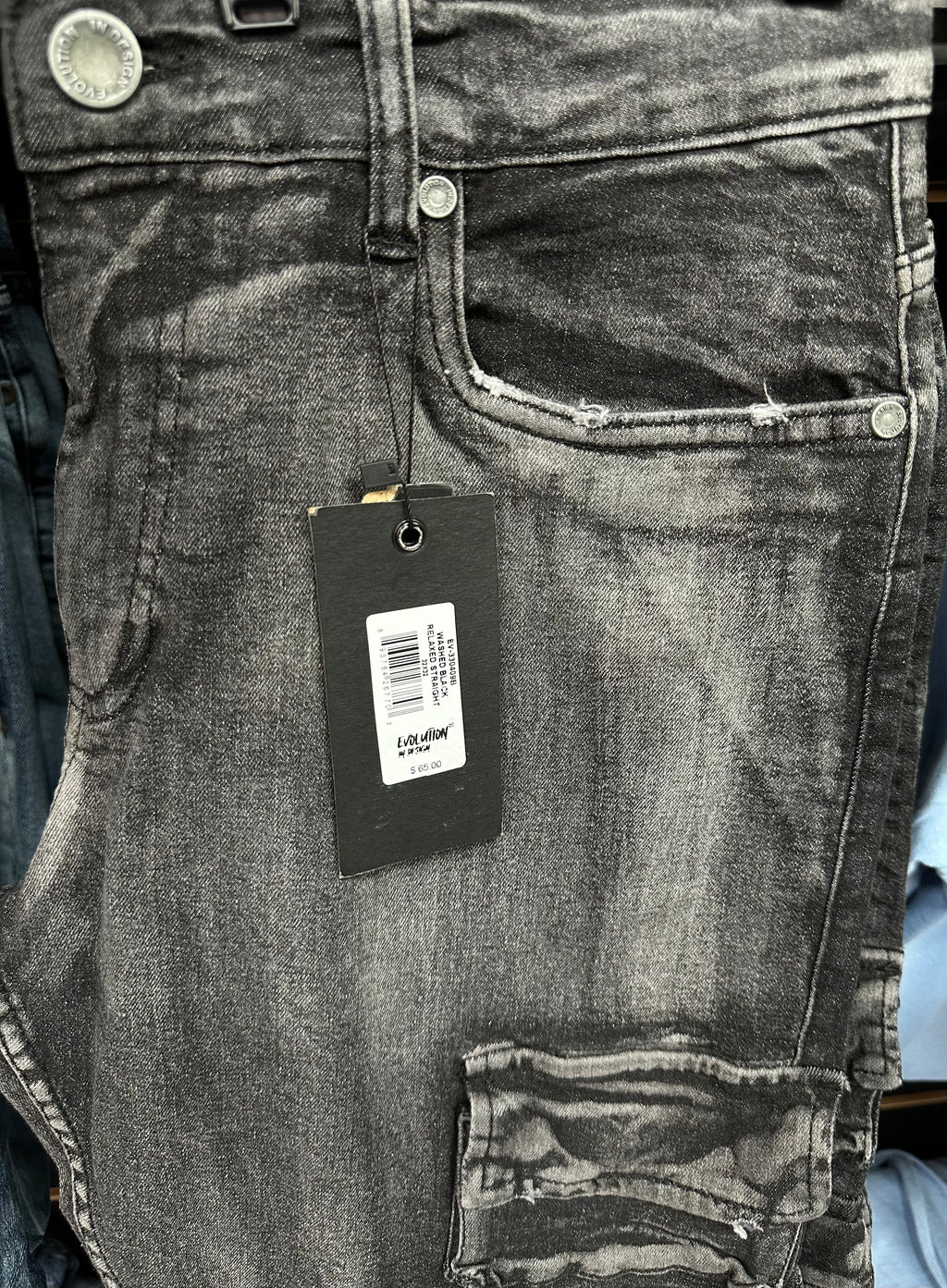 MEN'S STAPLE RELAXED STRAIGHT DENIM PANT COLLECTION - WASH BLK
