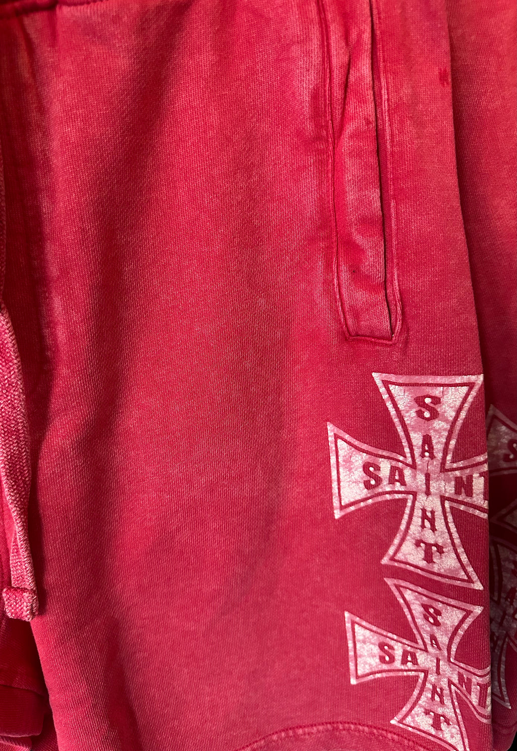Rebel Minds Saint Cross Washed Shorts – Red