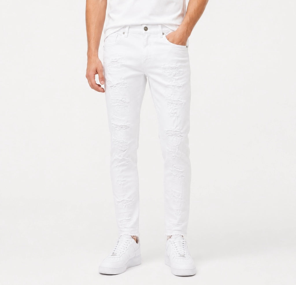 MEN'S MENDED SLIM TWILL PANT COLLECTION - PURE BRIGHT WHITE