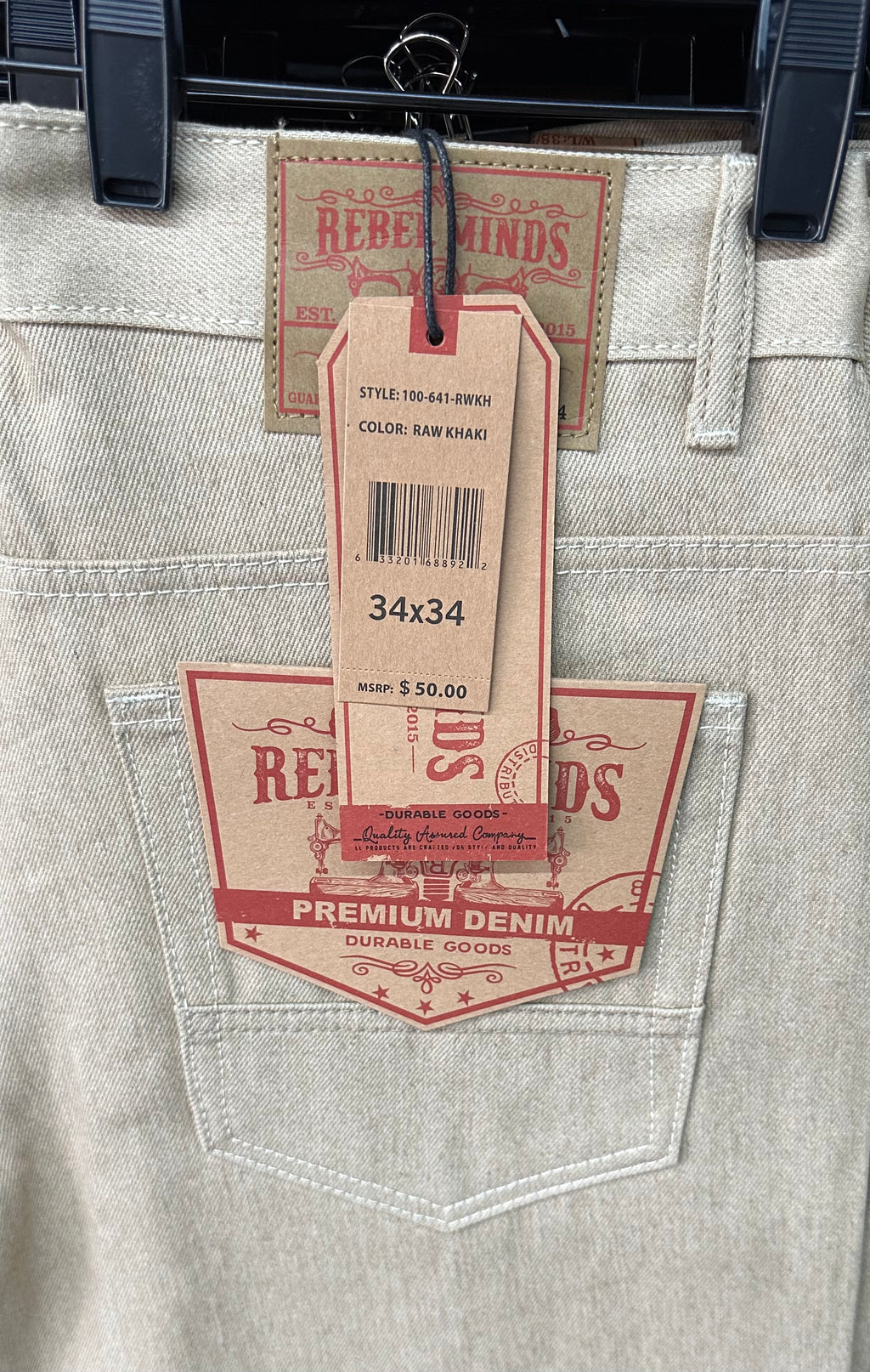 Rebel Minds Relaxed Fit Raw Khaki Jeans
