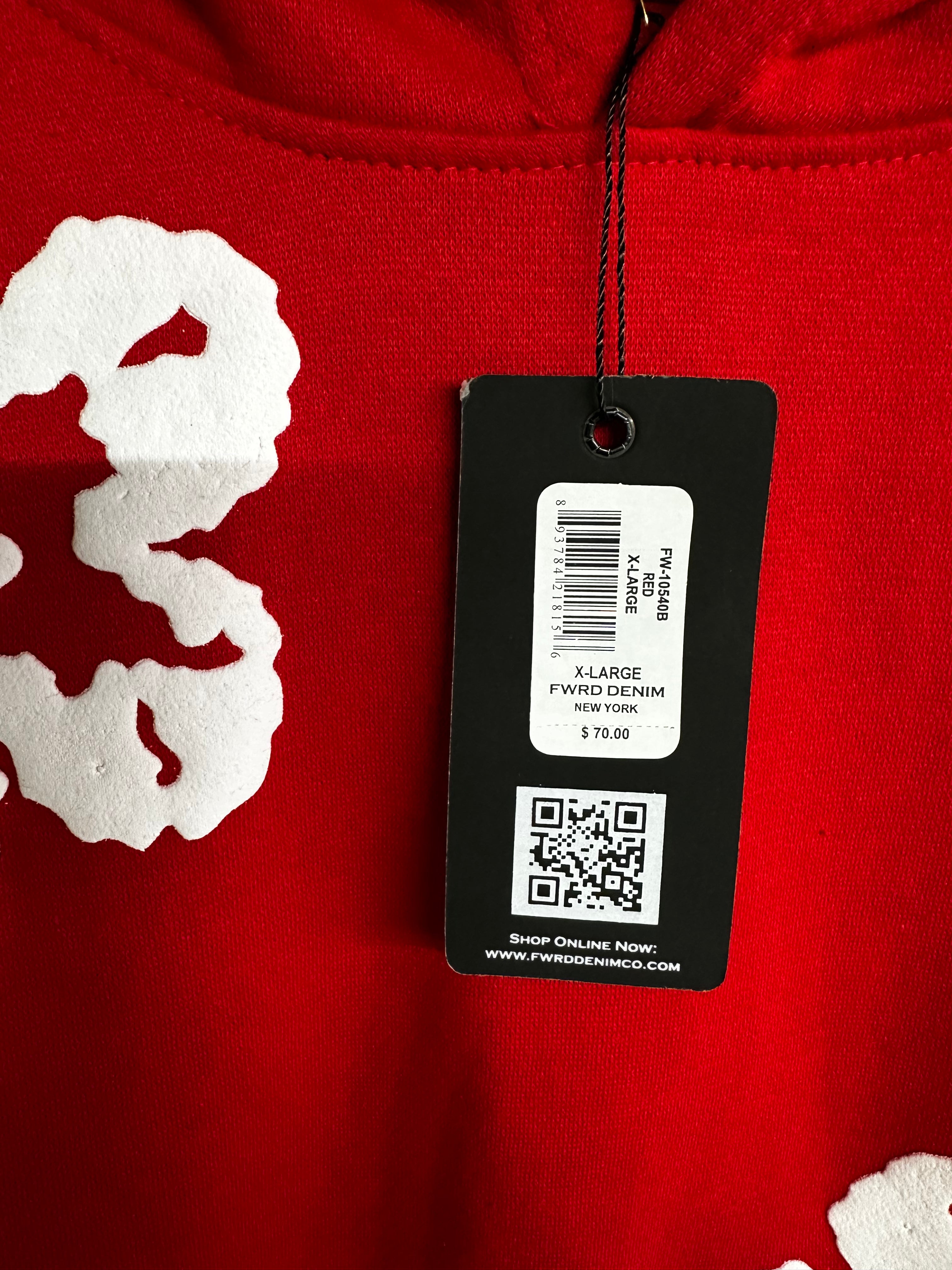 FLOWER FLEECE PULLOVER HOODIE - RED