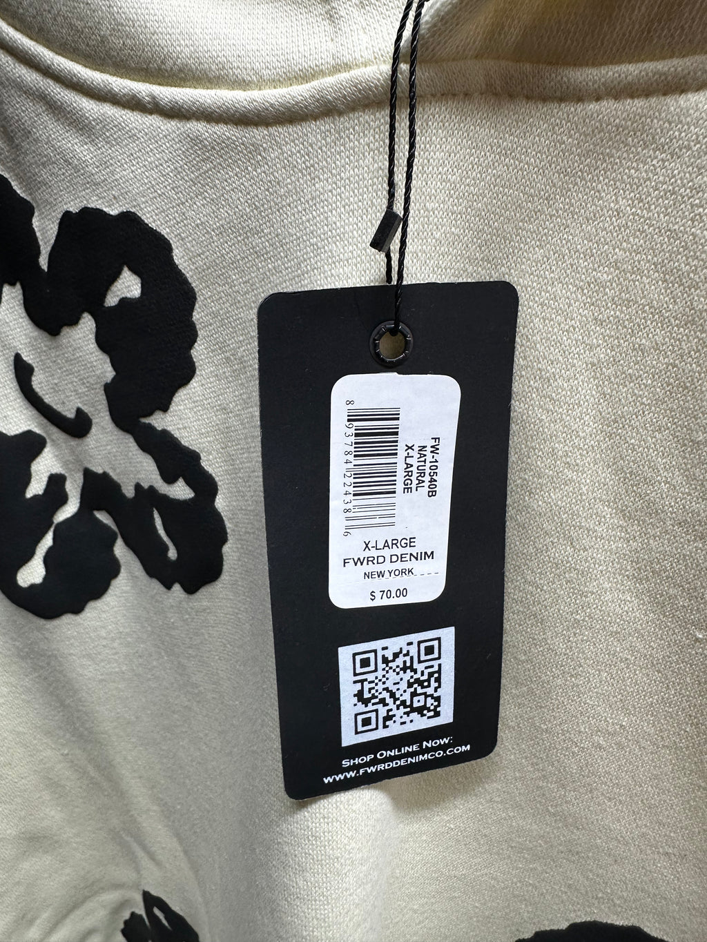 FLOWER FLEECE PULLOVER HOODIE - NATURAL