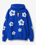 FLOWER FLEECE PULLOVER HOODIE - ROYAL
