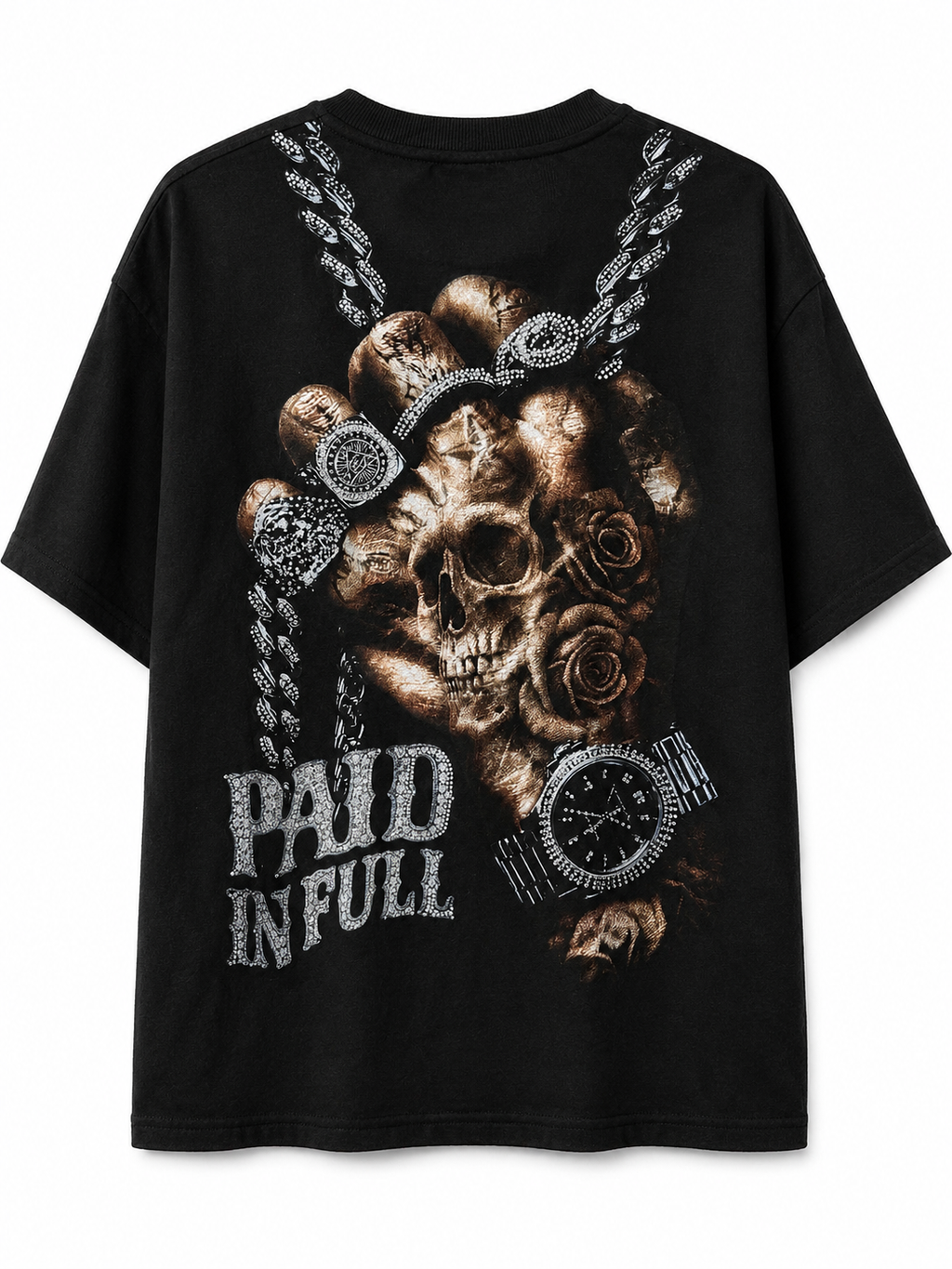Rebel Minds Paid In Full Boxy Cropped Tee - Black
