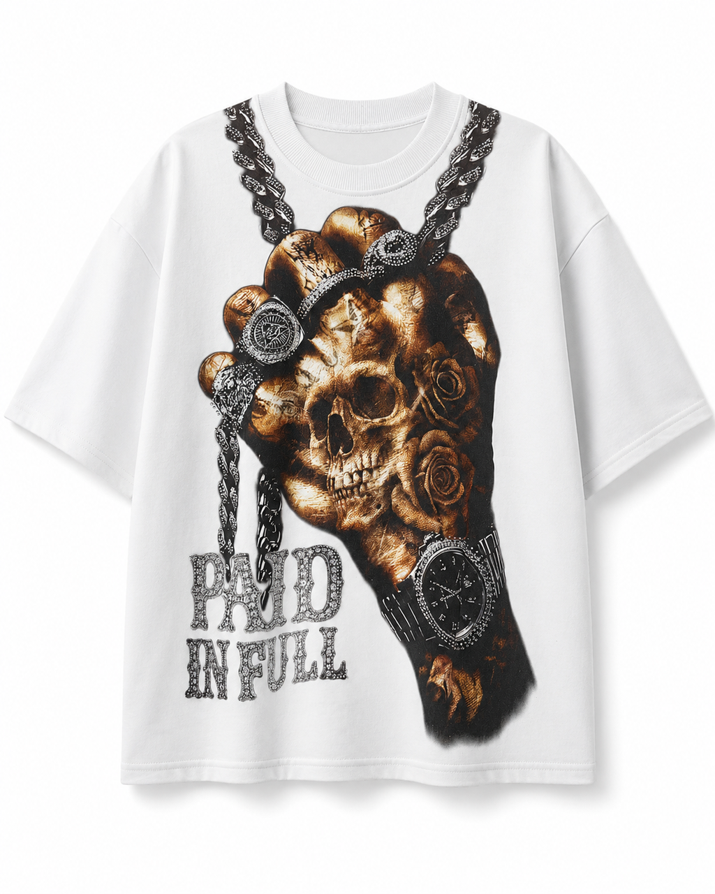 Rebel Minds Paid In Full Boxy Cropped White Tee