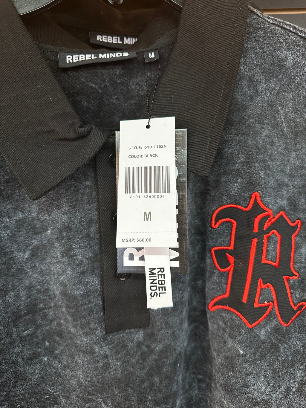 Rebel Minds Spartans Acid-Wash Polo – Black