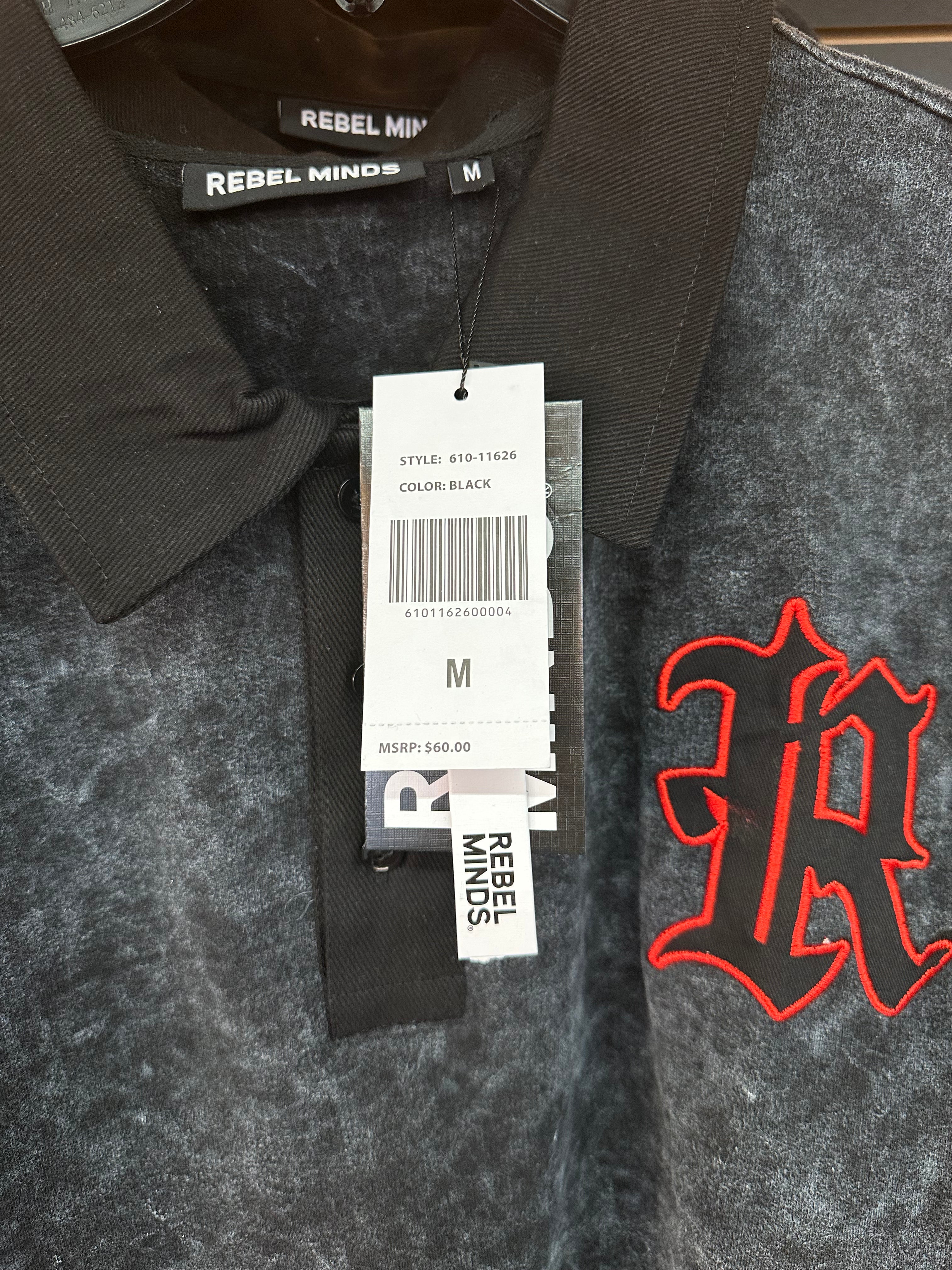 Rebel Minds Spartans Acid-Wash Polo – Black