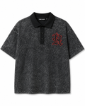 Rebel Minds Spartans Acid-Wash Polo – Black