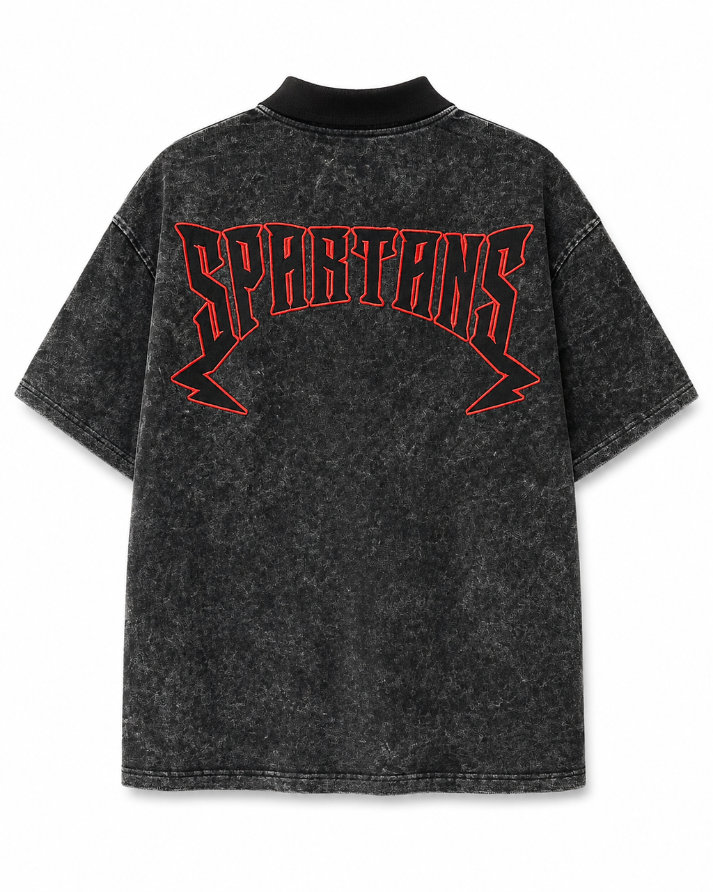 Rebel Minds Spartans Acid-Wash Polo – Black