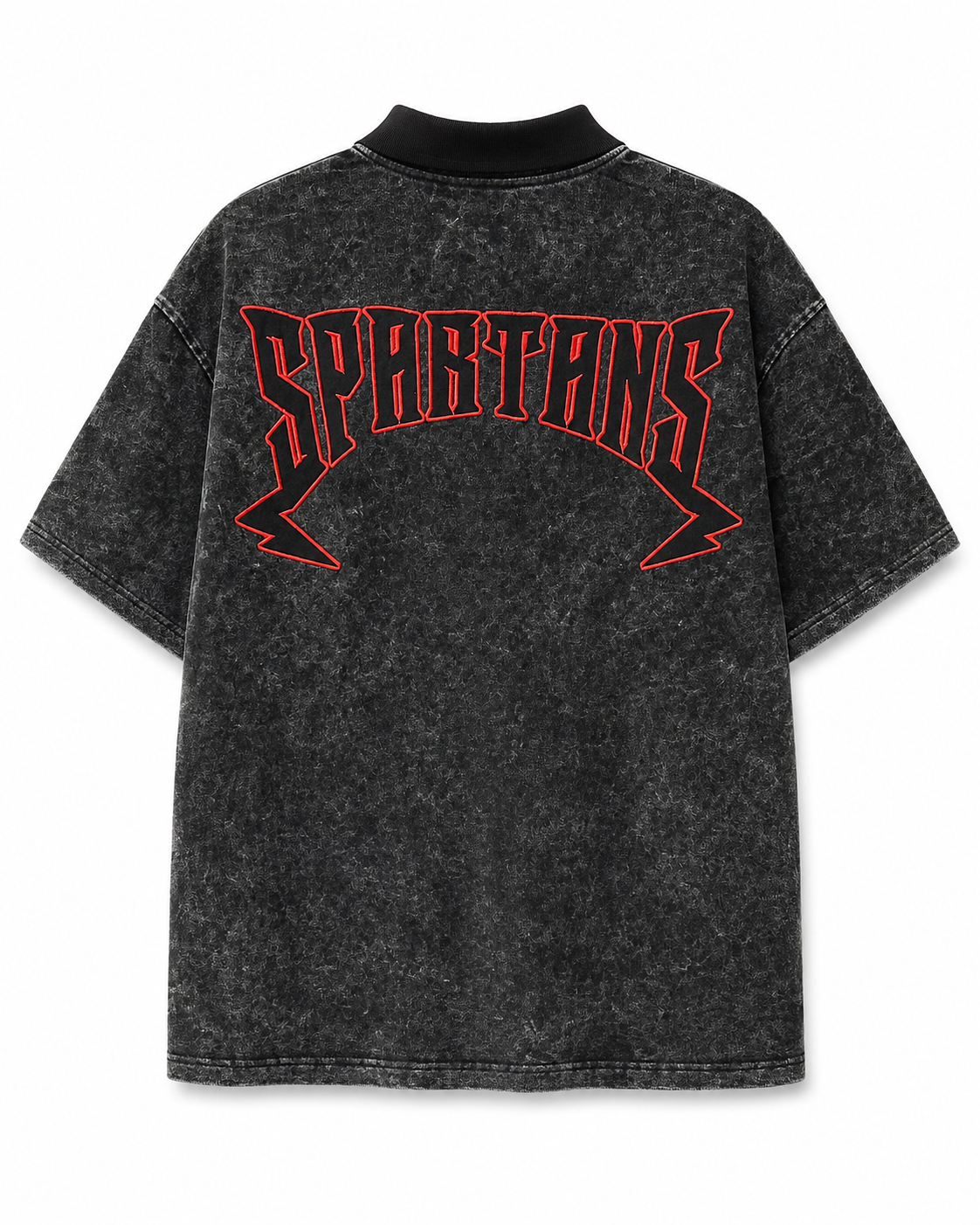 Rebel Minds Spartans Acid-Wash Polo – Black