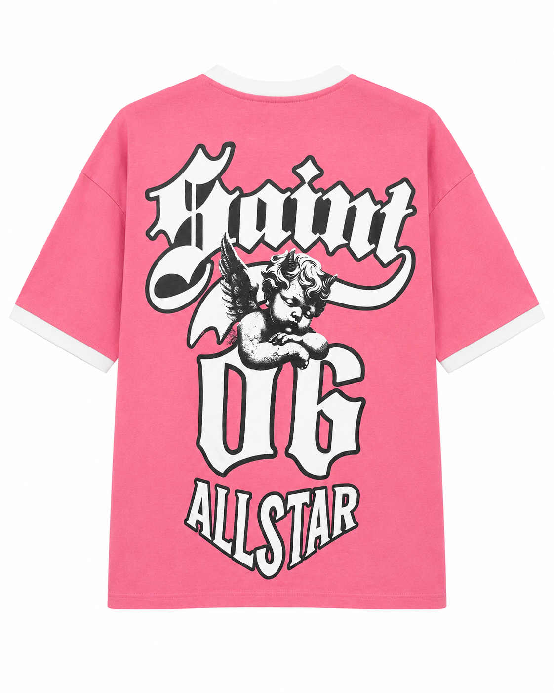 Rebel Minds Saint 06 All Star Ringer Tee – Pink
