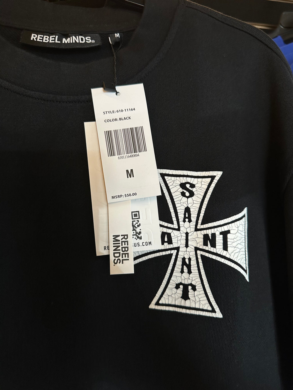 Rebel Minds Saint Sinner Cross Tee – Black