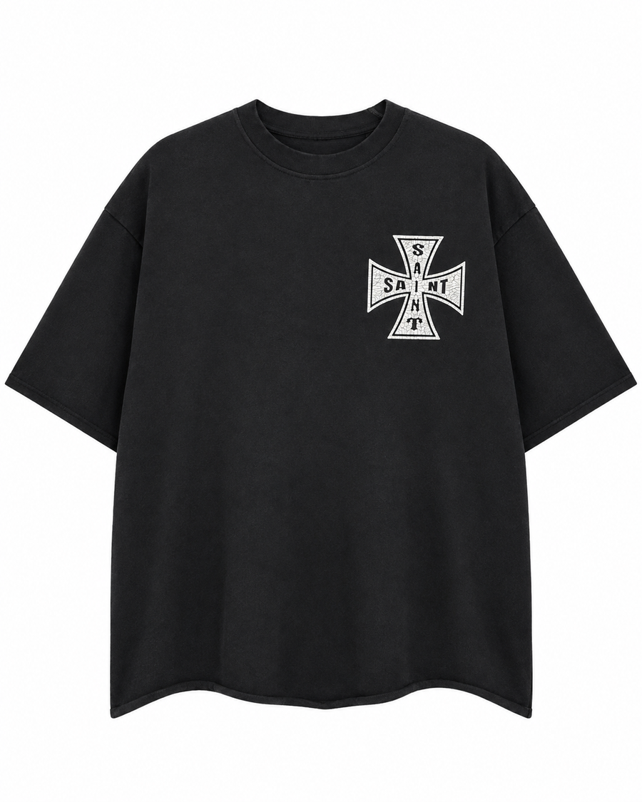 Rebel Minds Saint Sinner Cross Tee – Black
