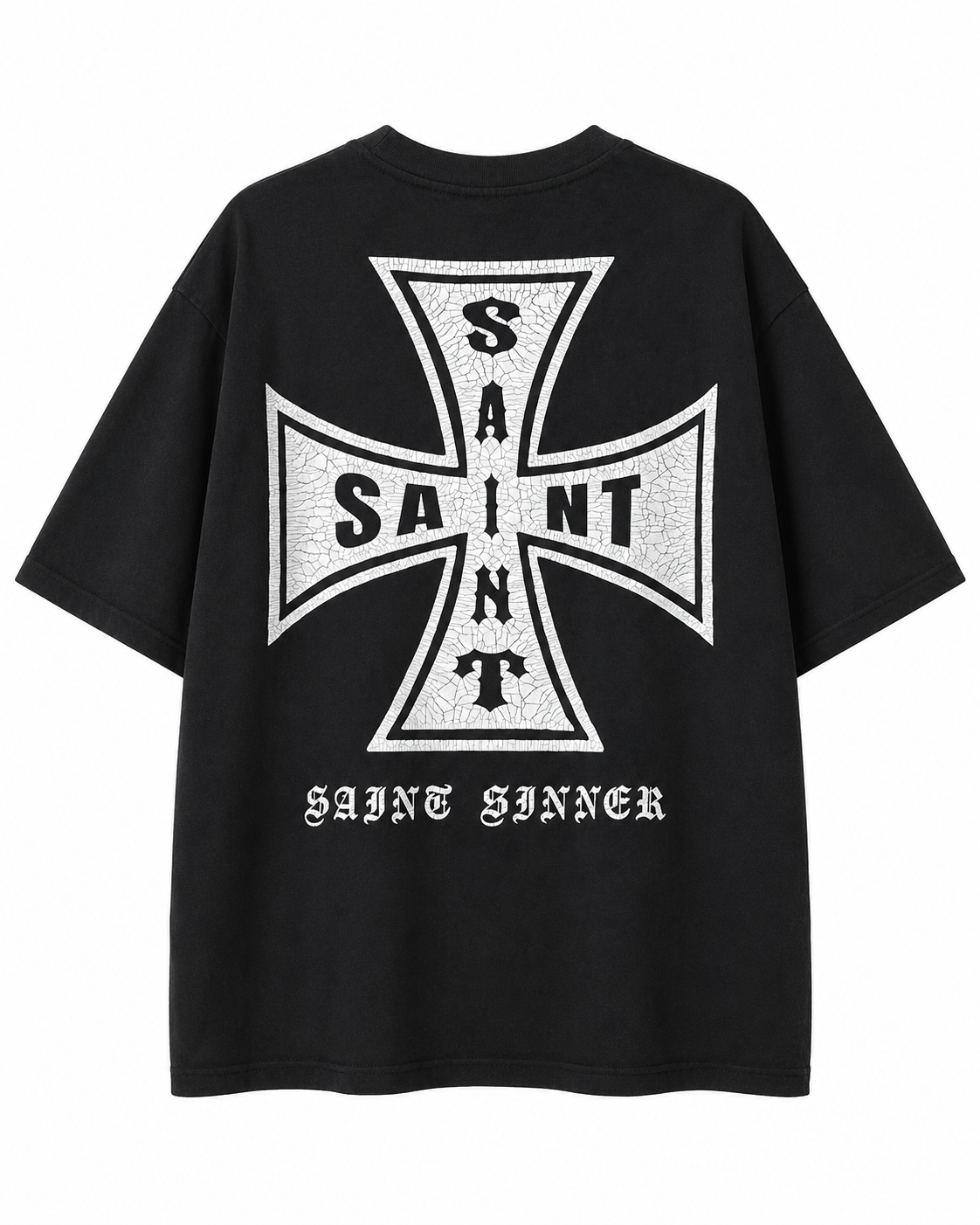 Rebel Minds Saint Sinner Cross Tee – Black
