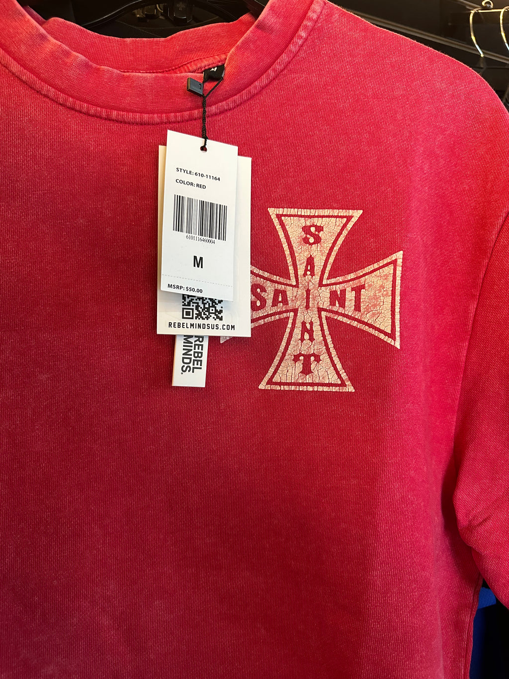 Rebel Minds Saint Sinner Cross Tee – Red
