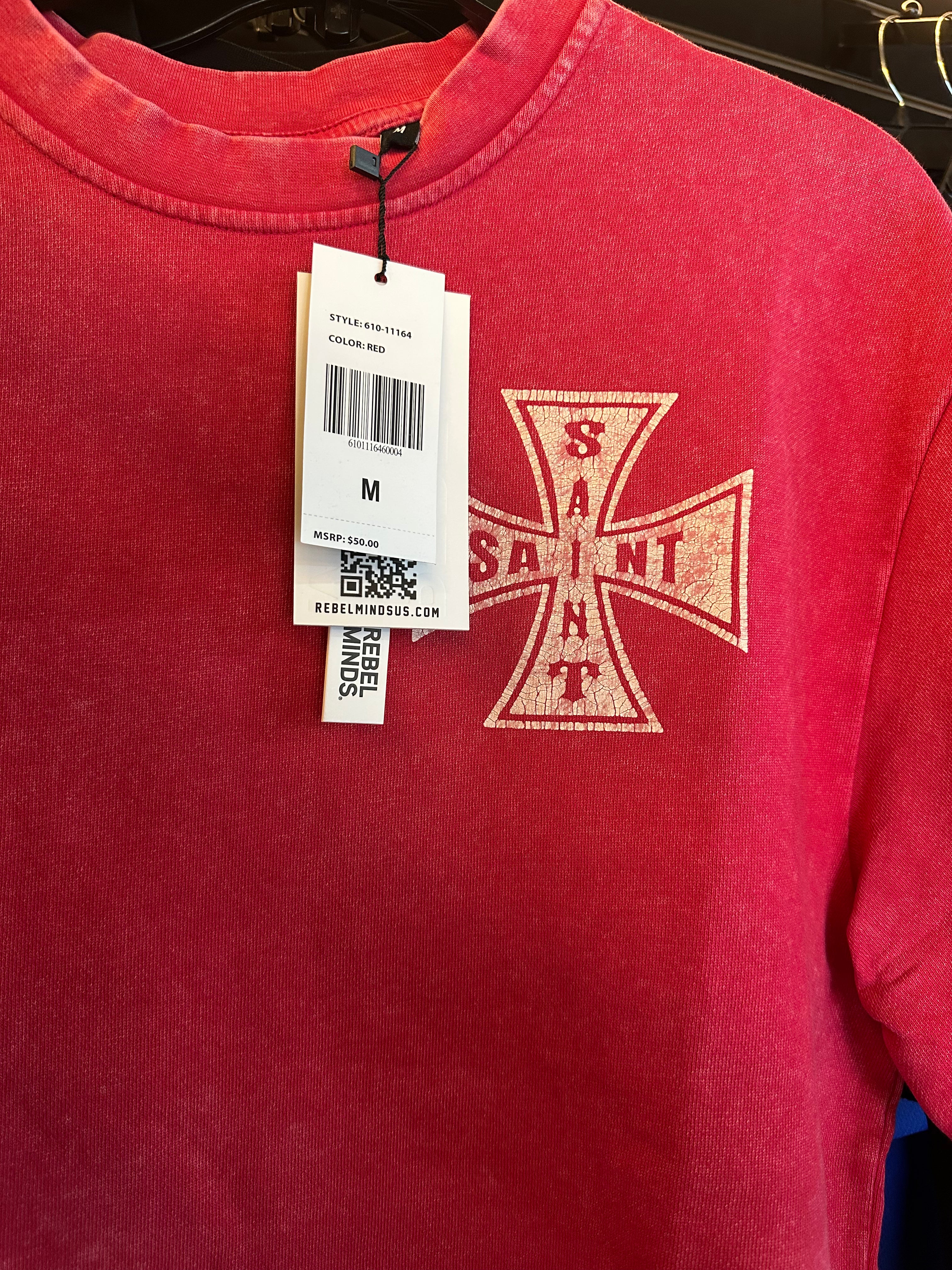 Rebel Minds Saint Sinner Cross Tee – Red