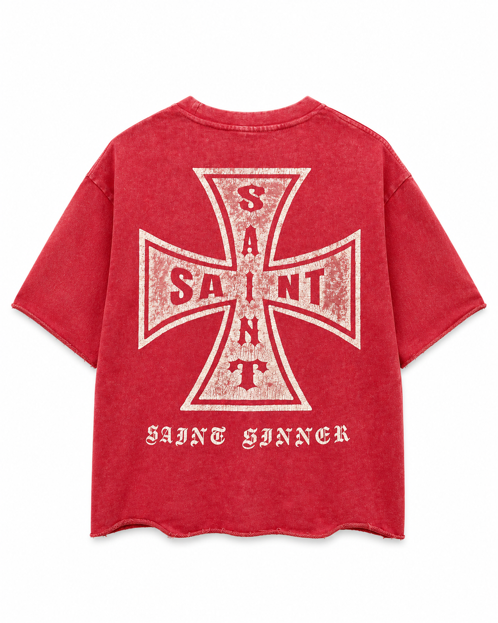 Rebel Minds Saint Sinner Cross Tee – Red