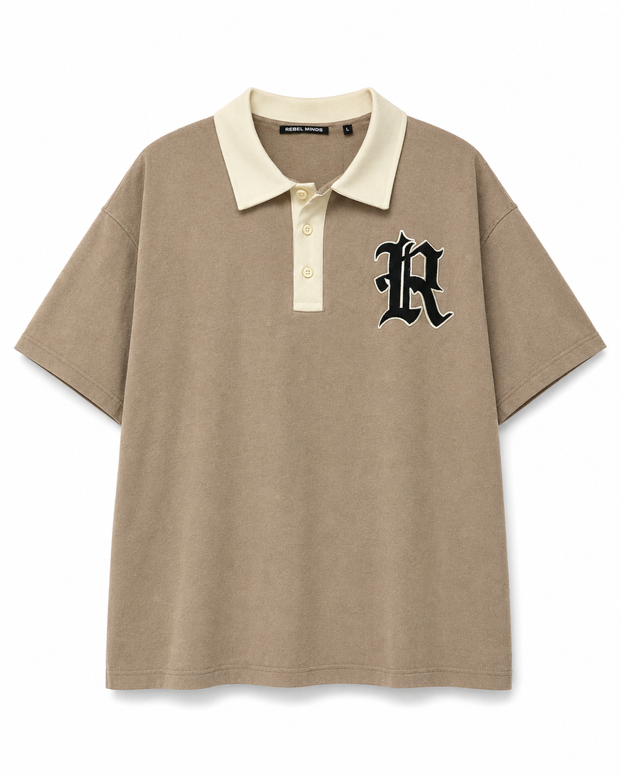 Rebel Minds Spartans Acid-Wash Polo – Taupe/Brown
