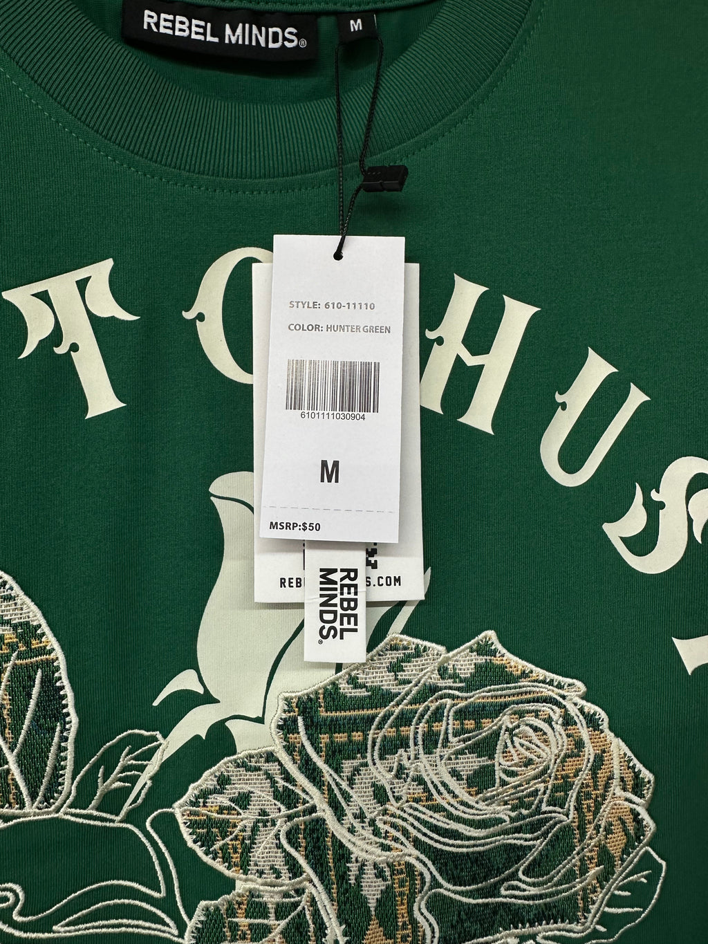 Rebel Minds Built to Hustle Floral Tee – Hunter Green