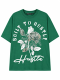 Rebel Minds Built to Hustle Floral Tee – Hunter Green