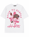 Rebel Minds Built to Hustle Floral Tee – White/Pink