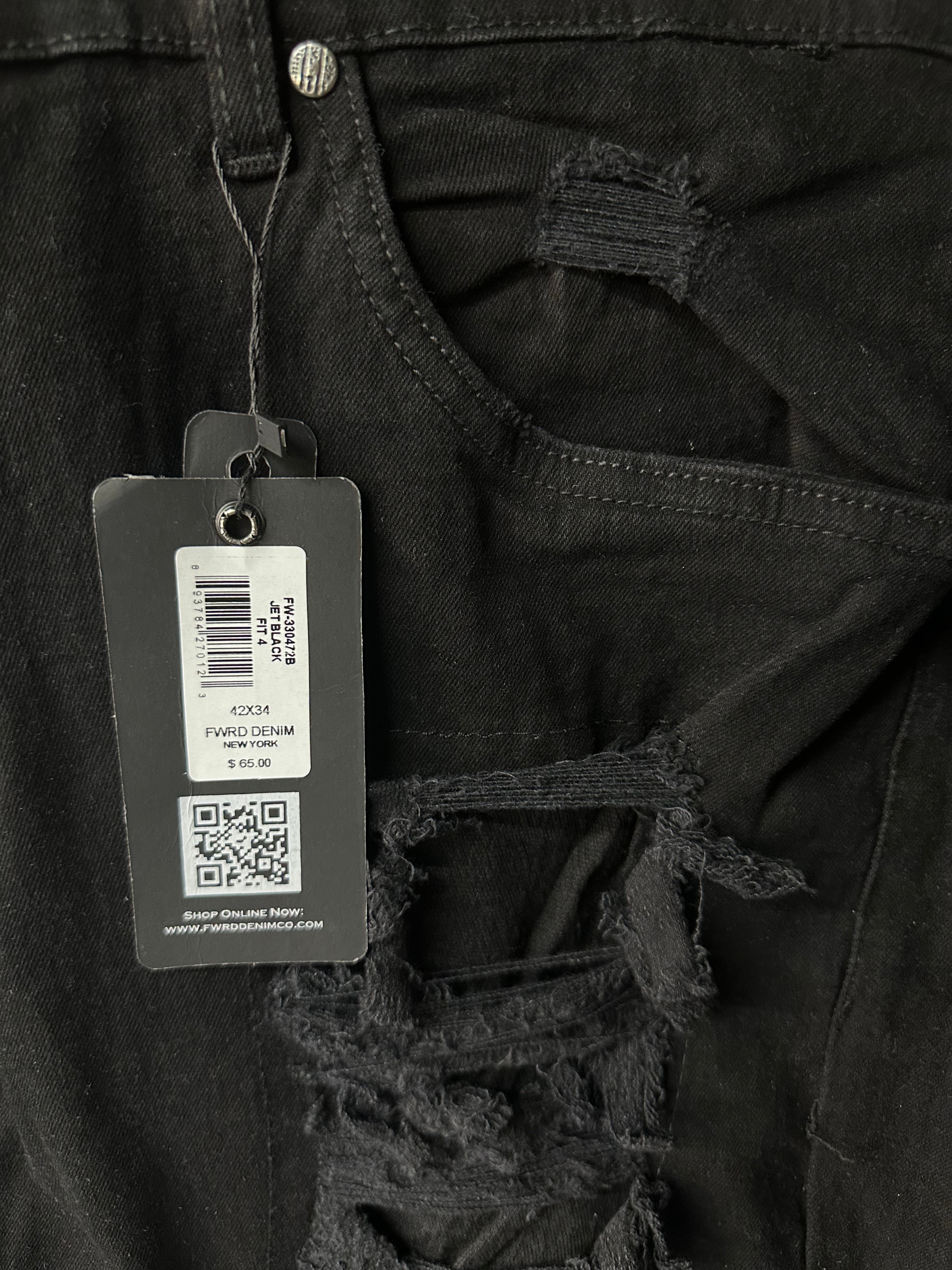 MEN'S CHOPPED RELAXED STRAIGHT DENIM PANT - JET BLACK