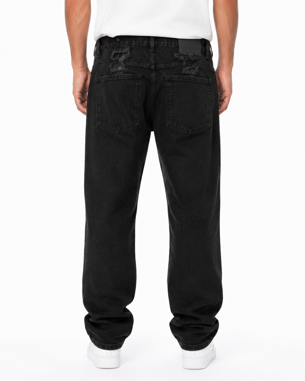 MEN'S CHOPPED RELAXED STRAIGHT DENIM PANT - JET BLACK