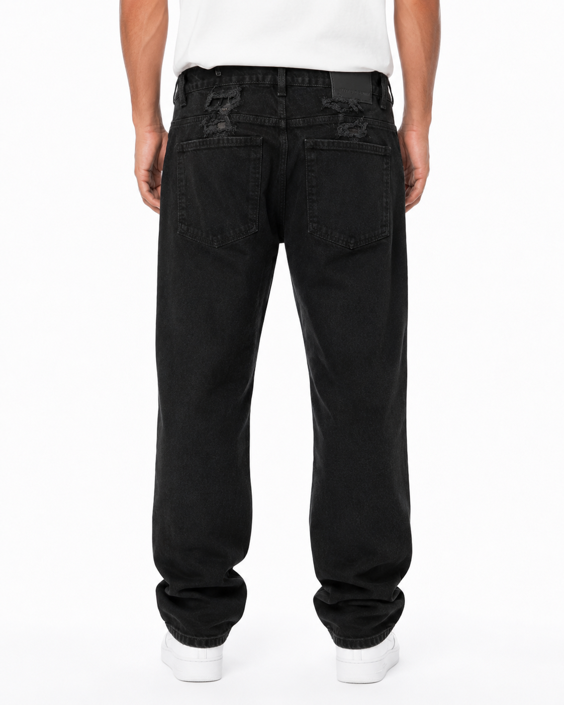 MEN'S CHOPPED RELAXED STRAIGHT DENIM PANT - JET BLACK