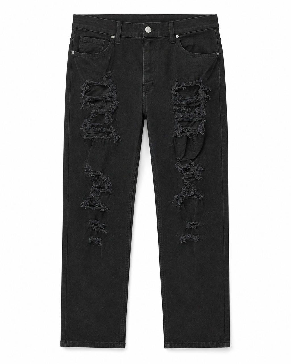 MEN'S CHOPPED RELAXED STRAIGHT DENIM PANT - JET BLACK