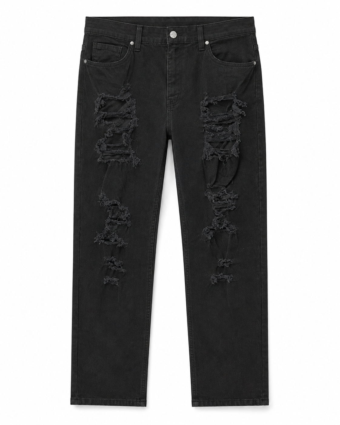 MEN'S CHOPPED RELAXED STRAIGHT DENIM PANT - JET BLACK