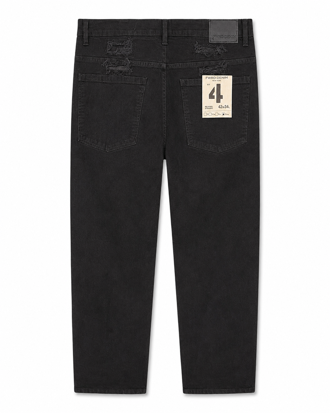 MEN'S CHOPPED RELAXED STRAIGHT DENIM PANT - JET BLACK