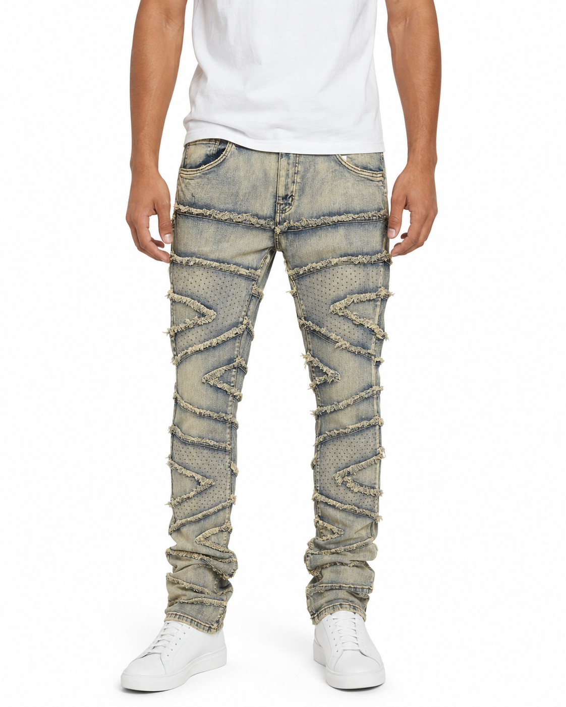 MEN'S STACKED SLASH DENIM PANT - LT.TINT