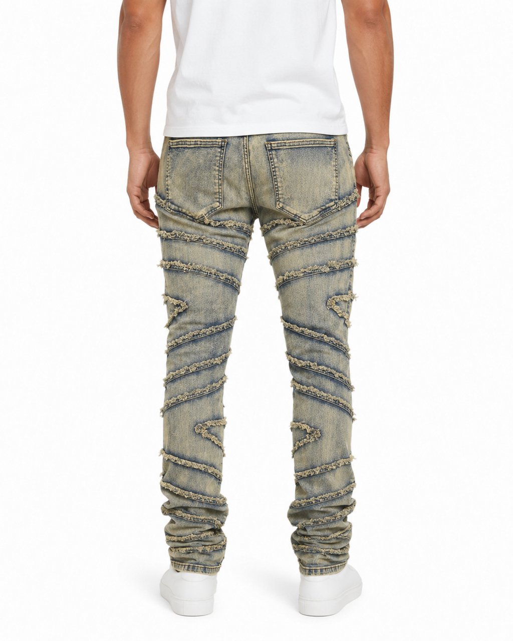MEN'S STACKED SLASH DENIM PANT - LT.TINT