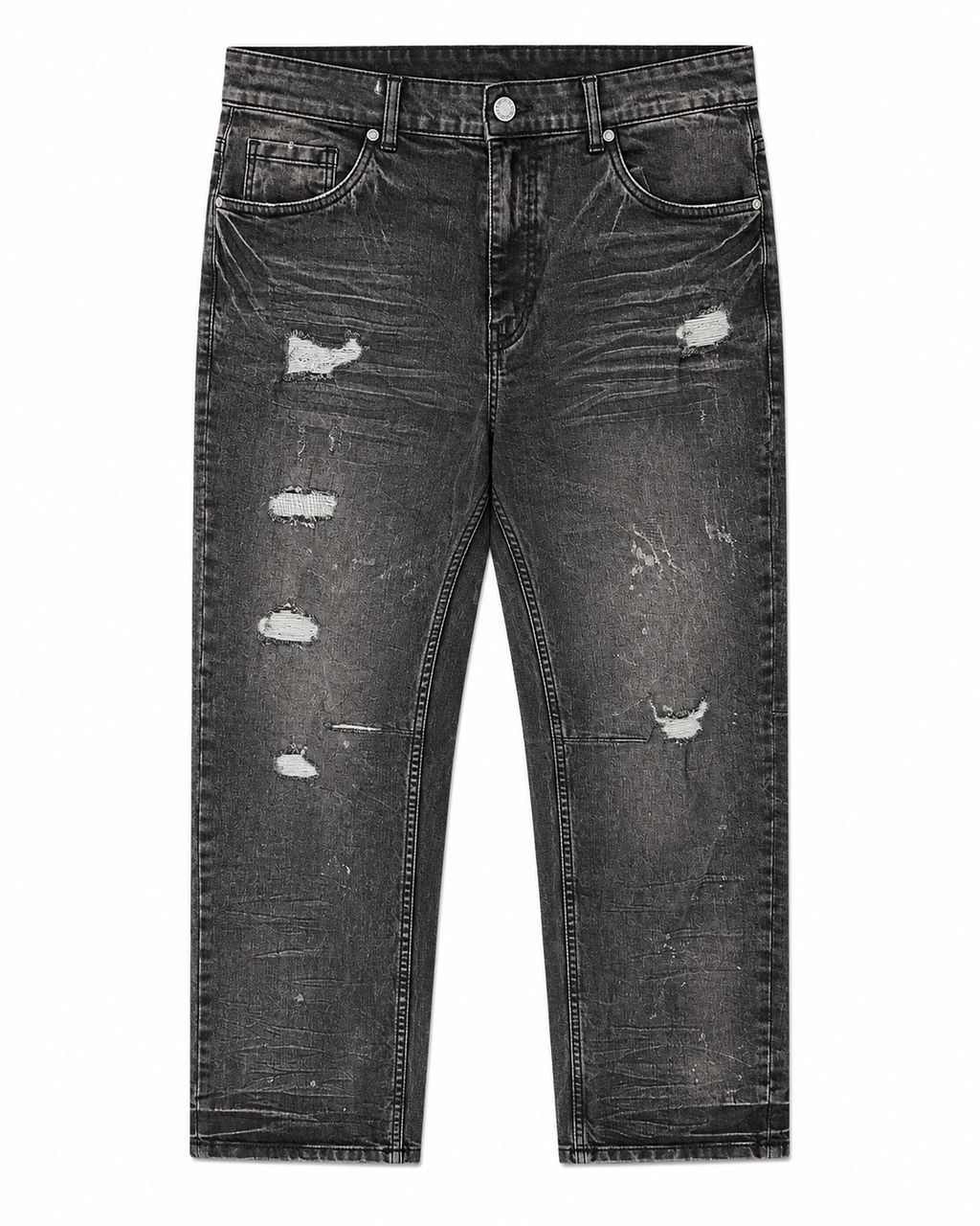 MEN'S CLASSIC BLEACHED SLIM STRAIGHT DENIM PANT COLLECTION - WASH BLK