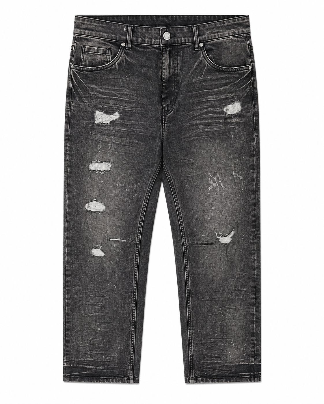 MEN'S CLASSIC BLEACHED SLIM STRAIGHT DENIM PANT COLLECTION - WASH BLK