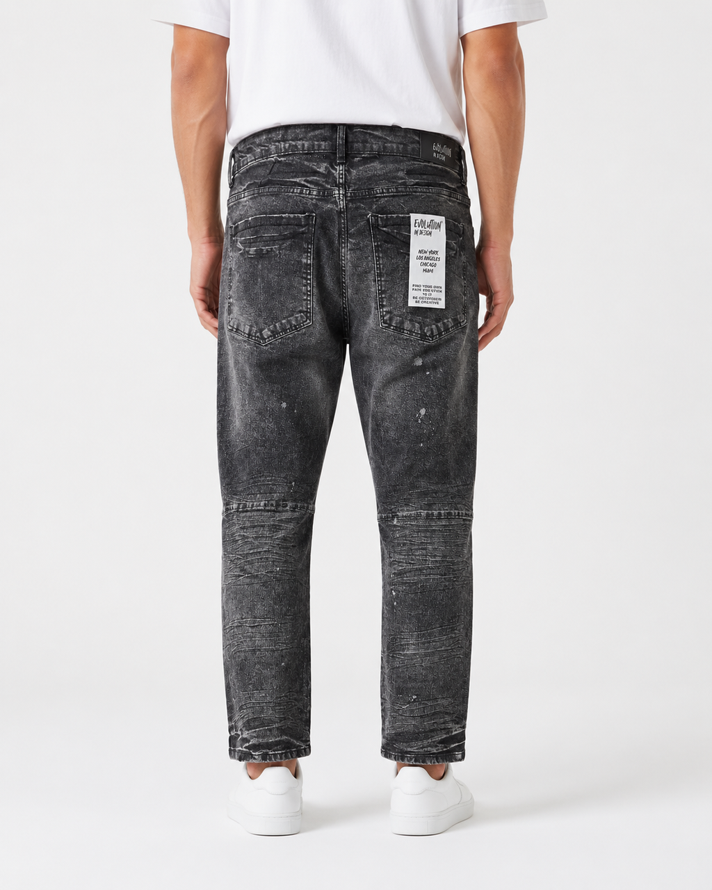 MEN'S CLASSIC BLEACHED SLIM STRAIGHT DENIM PANT COLLECTION - WASH BLK