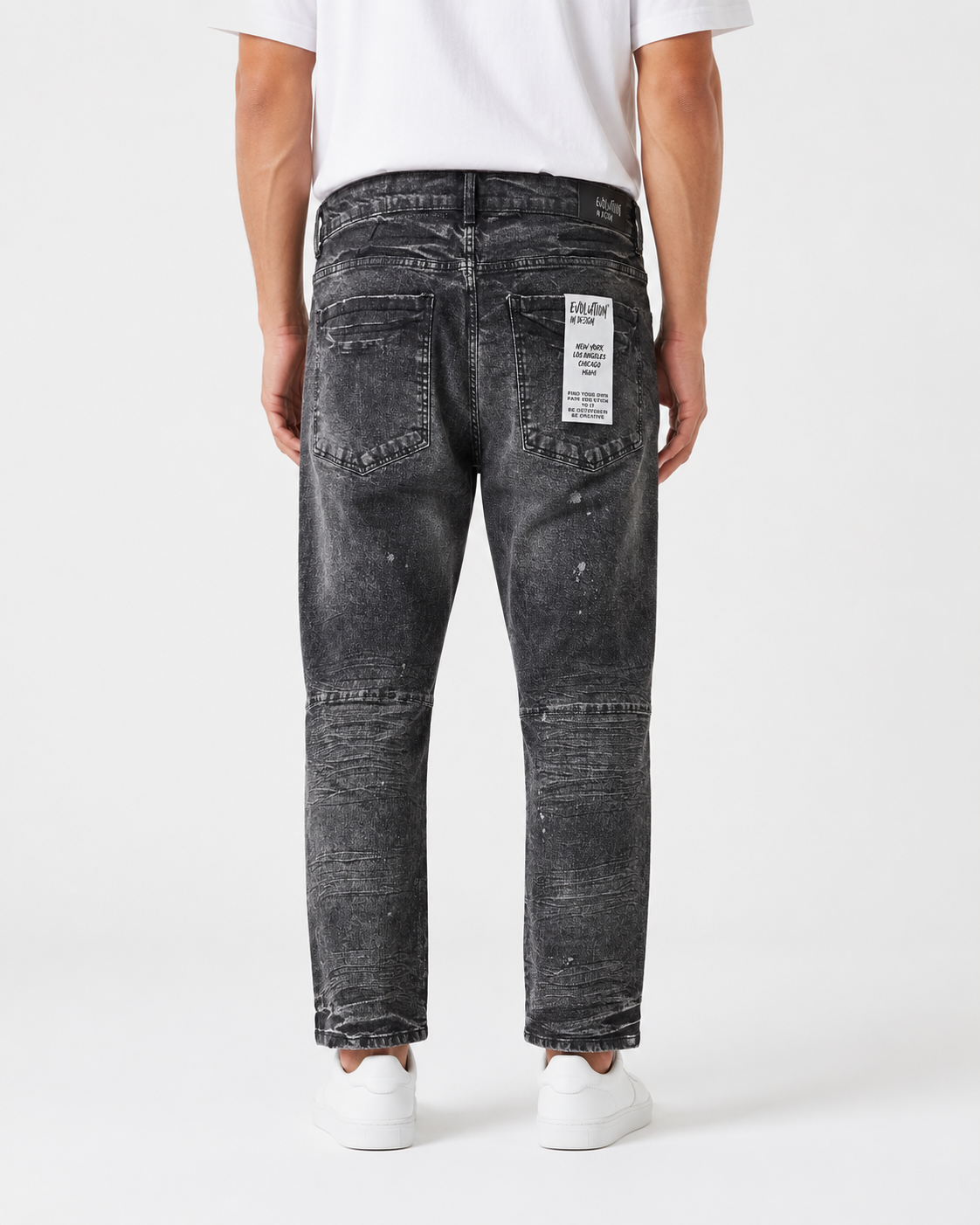 MEN'S CLASSIC BLEACHED SLIM STRAIGHT DENIM PANT COLLECTION - WASH BLK