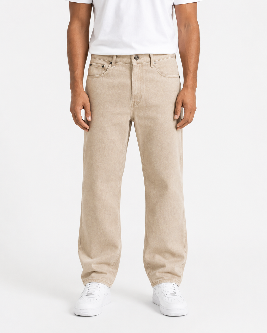 Rebel Minds Relaxed Fit Raw Khaki Jeans