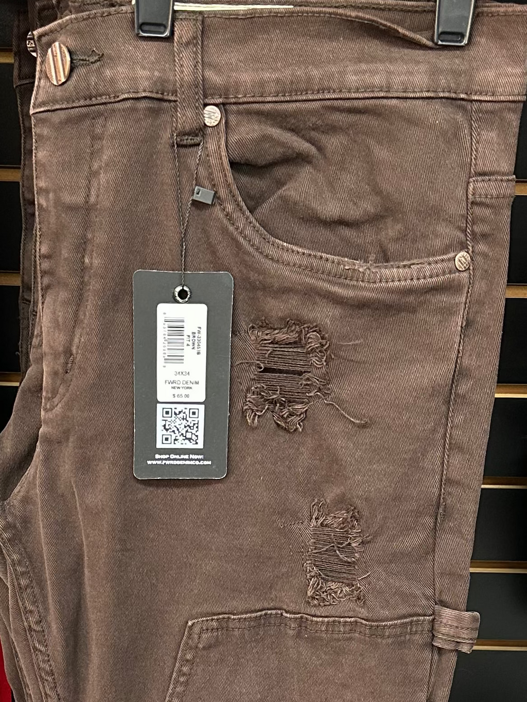 MEN'S DISTRESSED RELAXED TWILL PANT COLLECTION - BROWN
