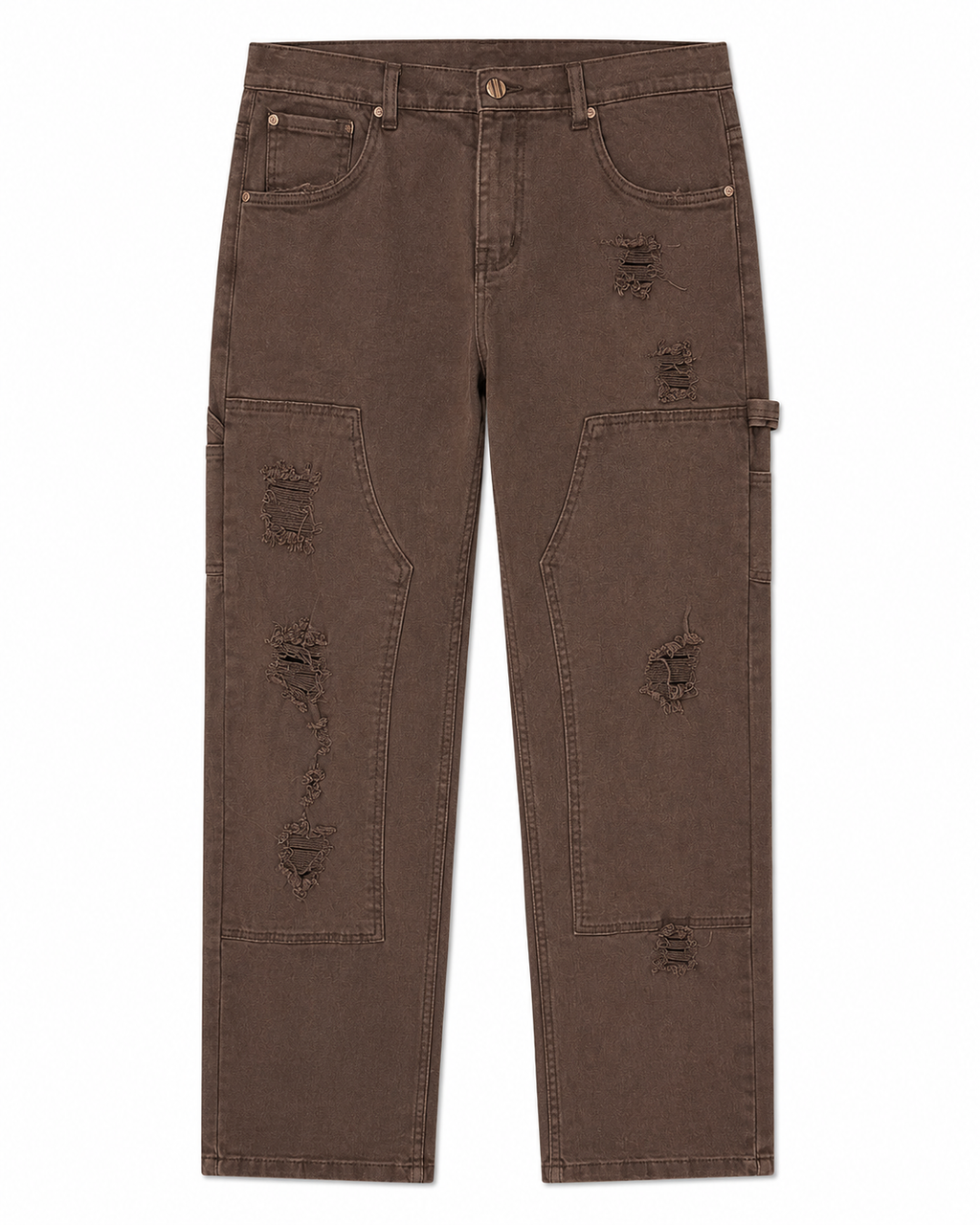 MEN'S DISTRESSED RELAXED TWILL PANT COLLECTION - BROWN