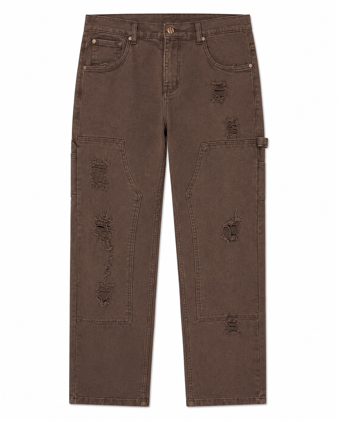 MEN'S DISTRESSED RELAXED TWILL PANT COLLECTION - BROWN