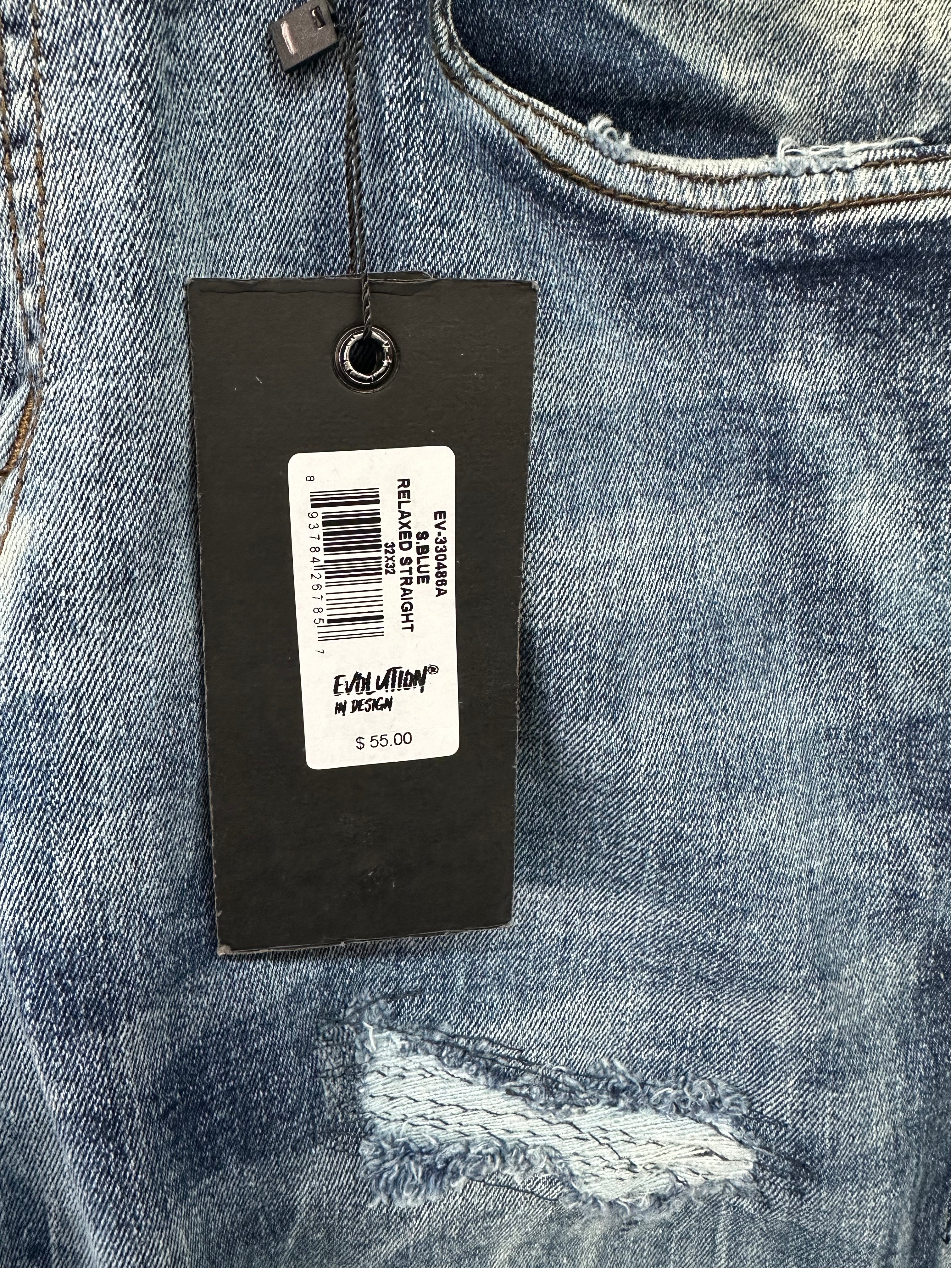 MEN'S ELITE RELAXED STRAIGHT DENIM PANT - S.BLUE
