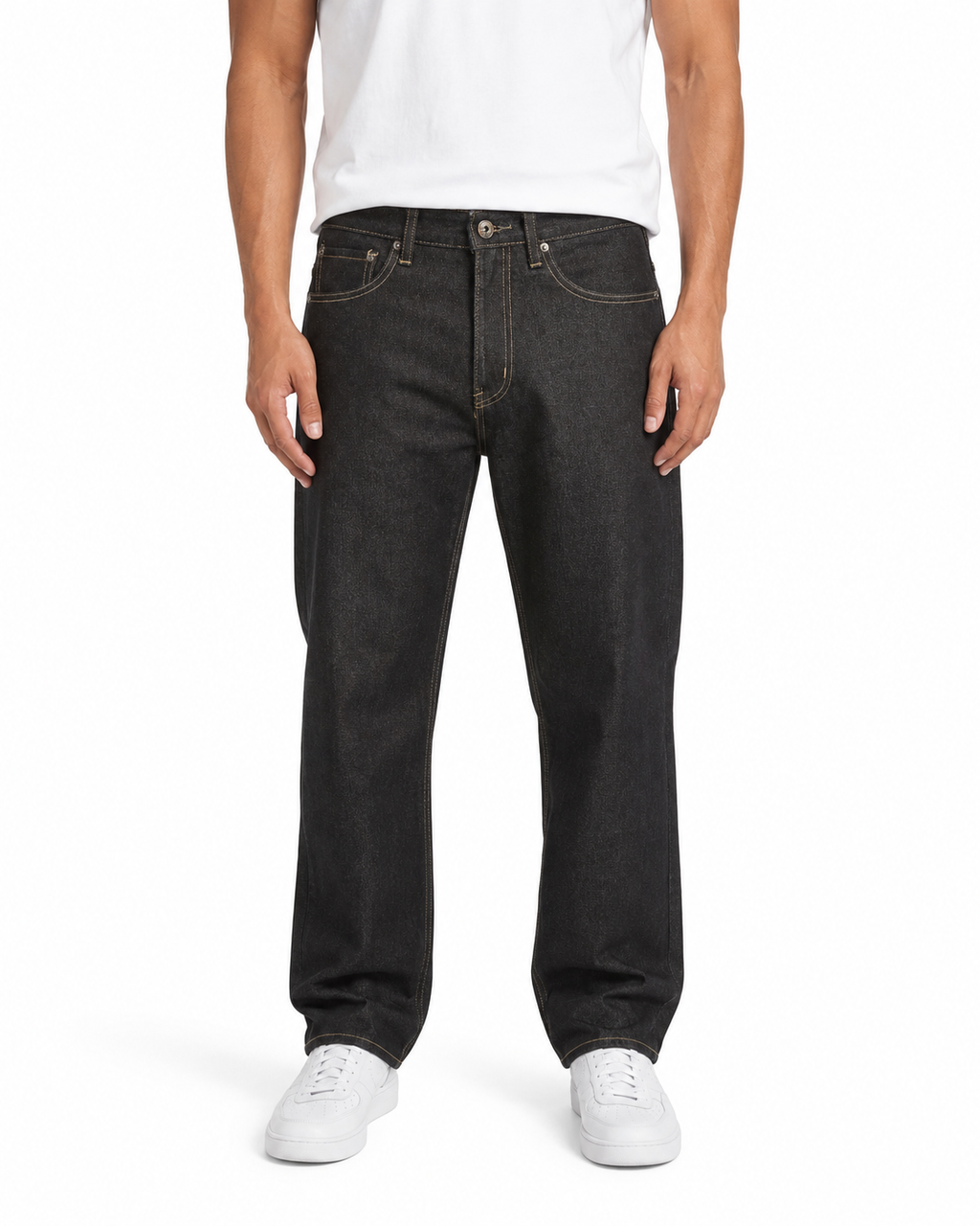 Rebel Minds Relaxed Fit Raw Black Jeans