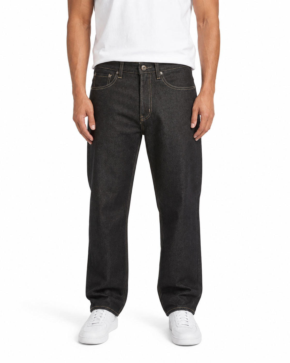 Rebel Minds Relaxed Fit Raw Black Jeans
