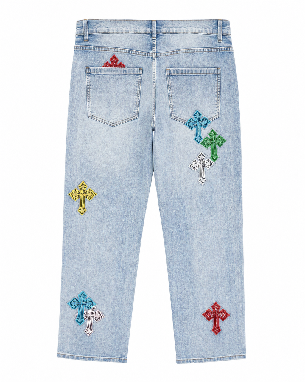 MEN'S SLIM CRYSTAL TEMPLAR DENIM PANT - I.BLU/MUL