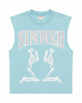 FWRD Denim Sinner Rhinestone Skeleton Muscle Tee – Aqua