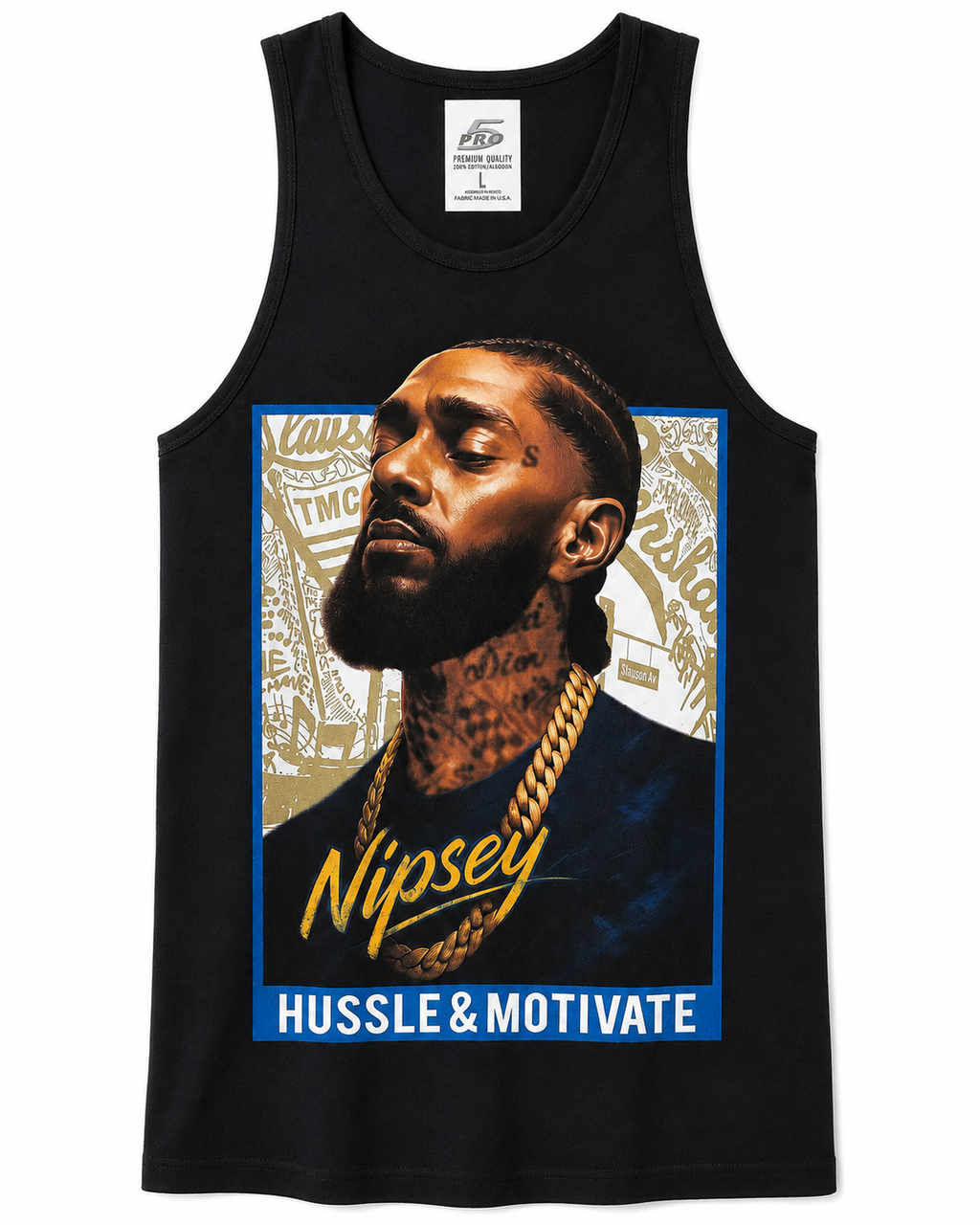 Nipsey Hussle “Hussle & Motivate” Tank Top – Black