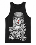 Brown Pride Roses & Skull Graphic Tank – Black