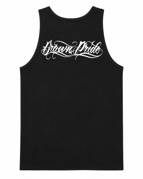 Brown Pride Roses & Skull Graphic Tank – Black